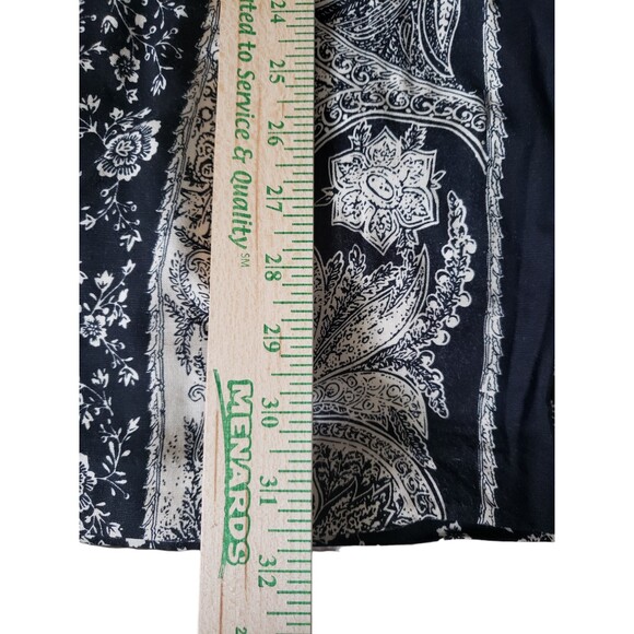 Southern Lady Black Cream Floral Maxi Skirt Size 13/14 Wrap Style Elastic Waist - Picture 8 of 9